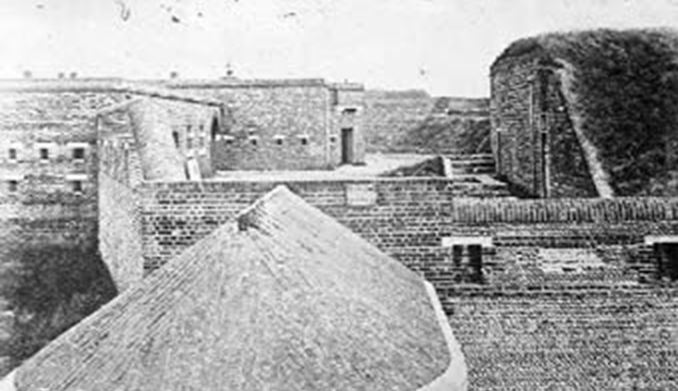 A view across the caponiers from the west of Shoreham Fort