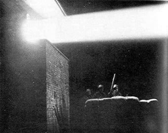 The aiming light tower in war time War time photo of the aiming light tower in use
